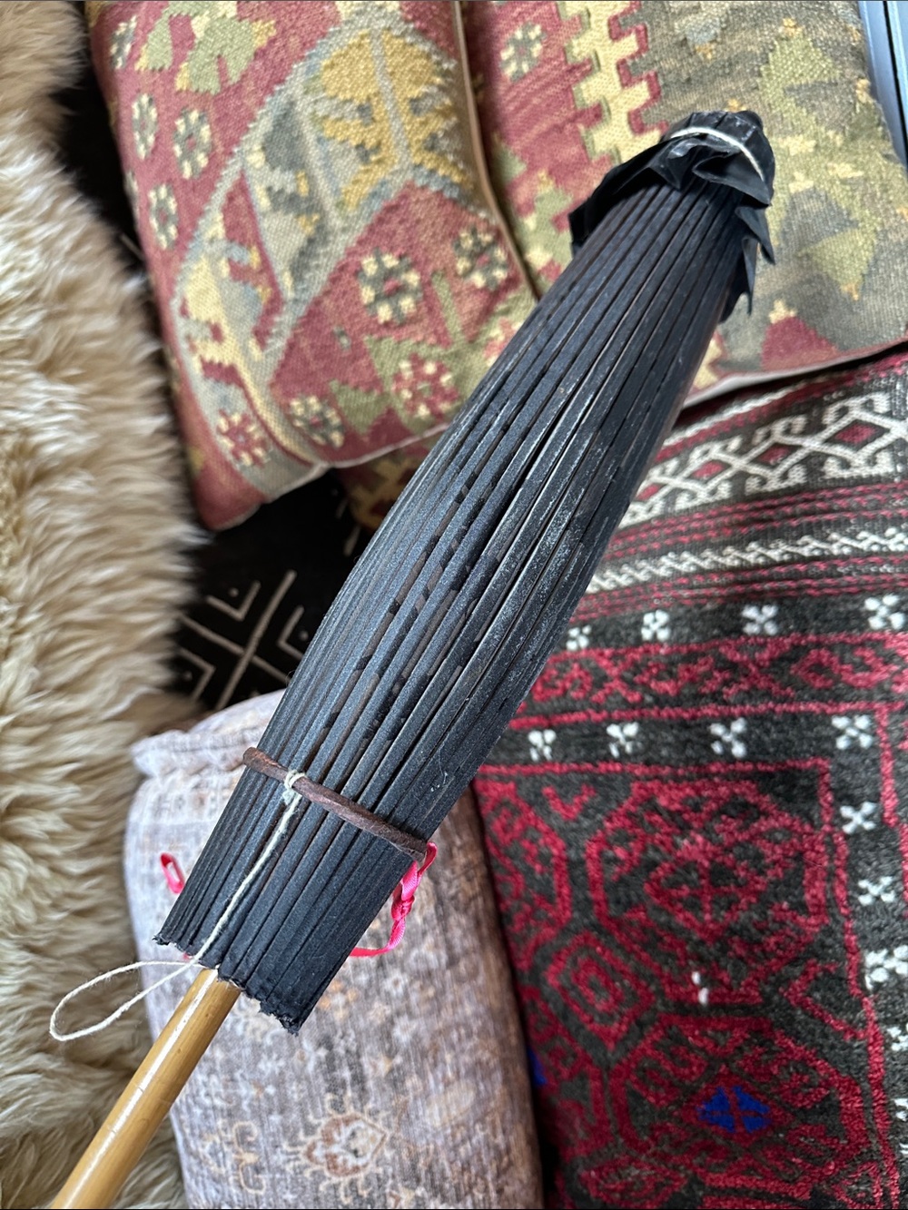 🇲🇲 brown grey black Asian Paper Sun Parasol. Photo shoot/ home decor. Myanmar - Picture 16 of 16
